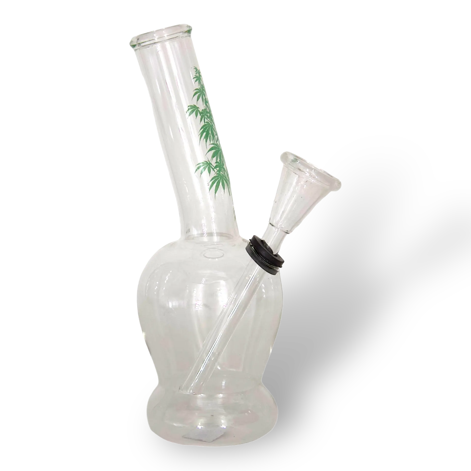 Glas Pfeife gebogene mit Grün Bush Blätter