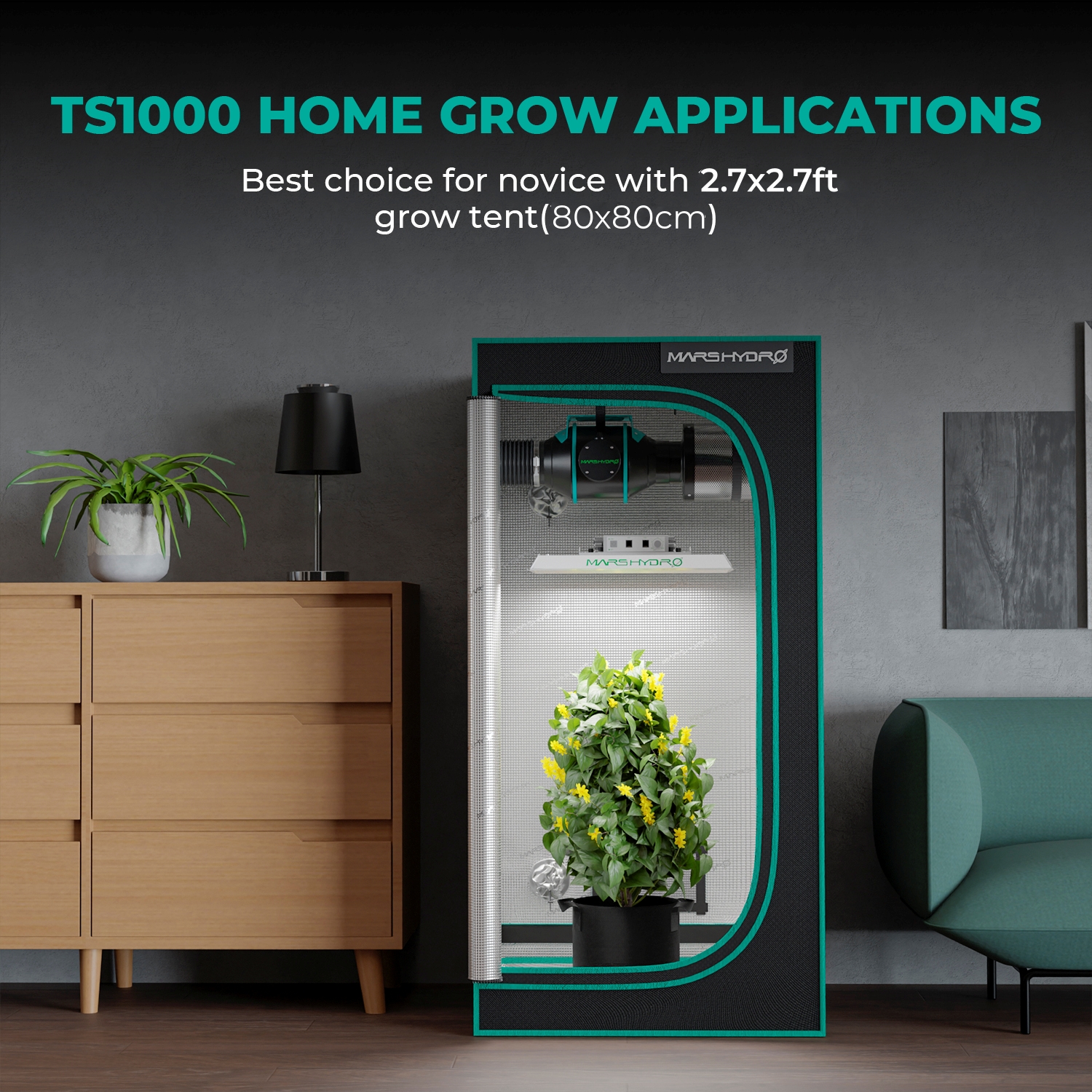 Mars Hydro TS 600 Growzelt Komplettset, 60x60x140cm Mars Hydro TS 600 Growzelt Komplettset, 60x60x140cm